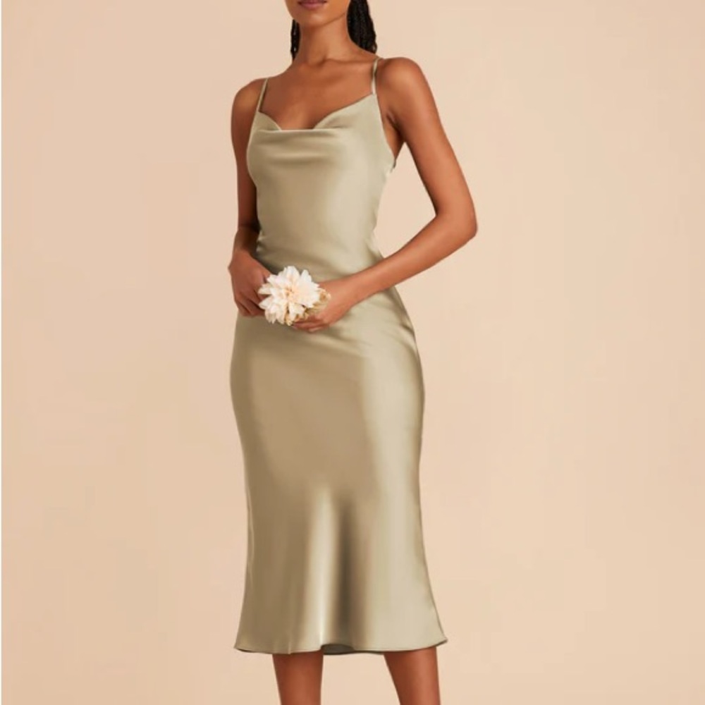 Birdy Grey Green Moss Lisa Midi Dress Cowl Neck size Medium